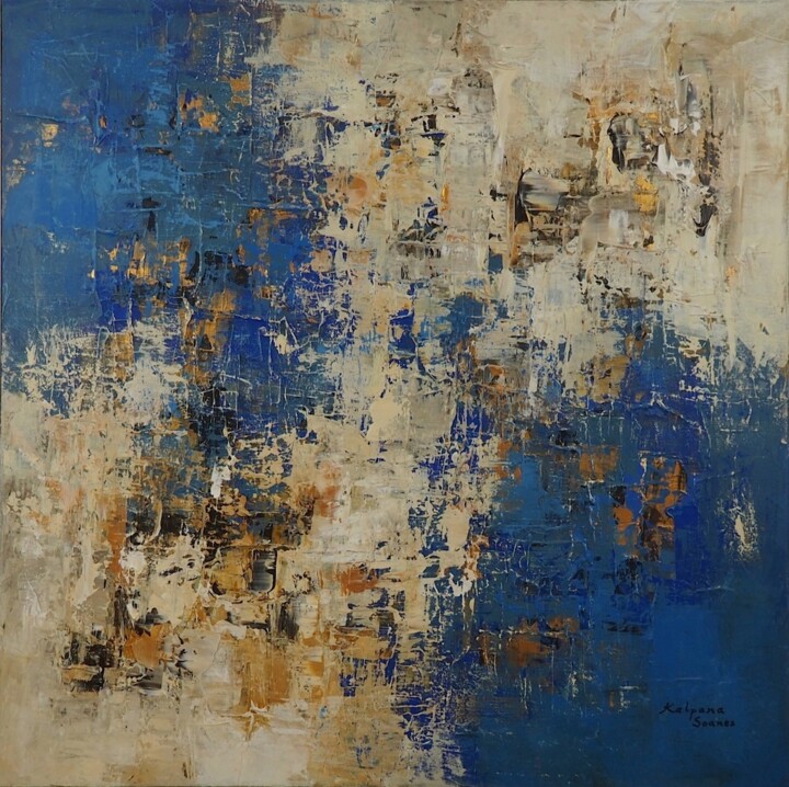Schilderij getiteld "Shades Of Your Peace" door Kalpana Soanes, Origineel Kunstwerk, Acryl Gemonteerd op Frame voor houten b…