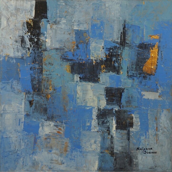 Schilderij getiteld "This Cold Frosty Wi…" door Kalpana Soanes, Origineel Kunstwerk, Acryl Gemonteerd op Frame voor houten b…