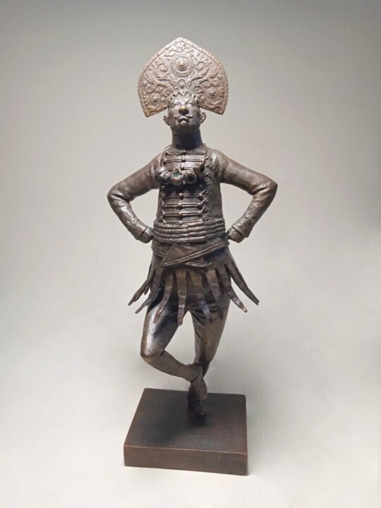 Papuan, limited edition 1/10, bronze figurine, original 雕塑, 9.3x4.7 in