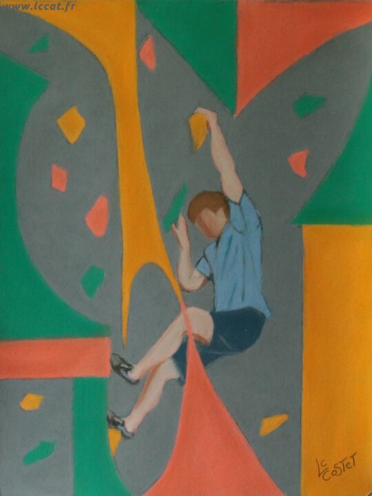 Peinture intitulée "Escalade sportive a…" par Catherine Costet (Lccat), Œuvre d'art originale, Pastel