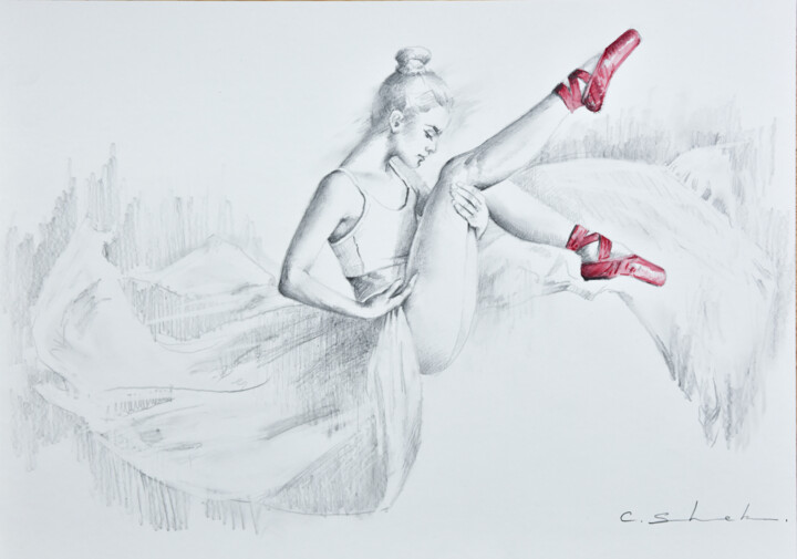 Ballerina Drawing 10 图画, 11.7x16.5 in
