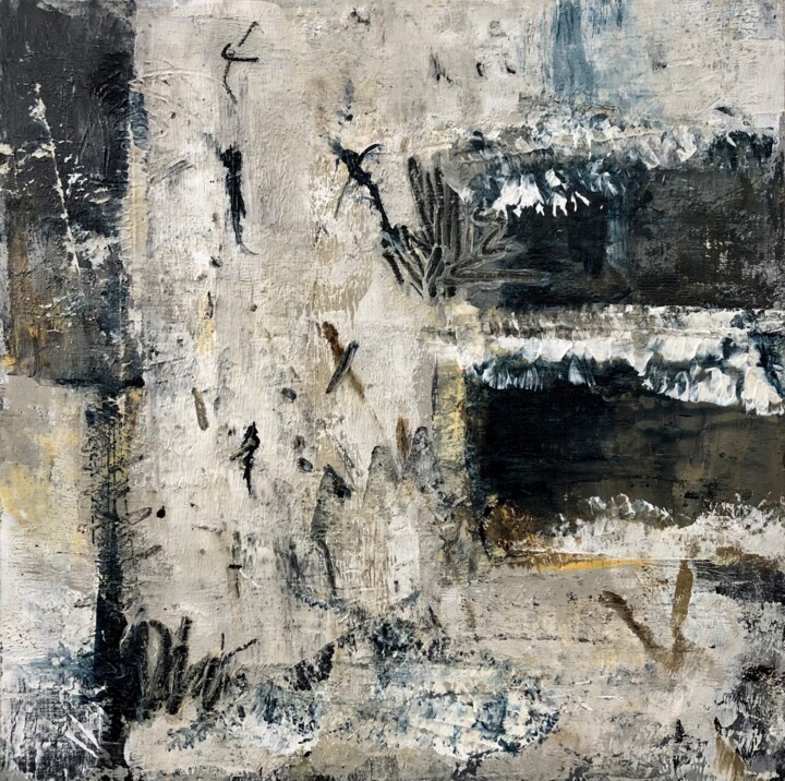 Painting titled "Battleship - abstra…" by Alexandra Jagoda, Original Artwork, Acrylic Mounted on Wood Panel
