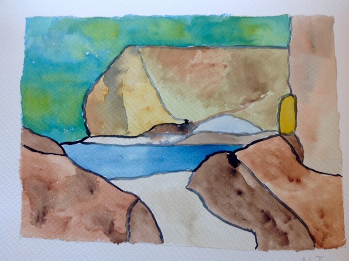 Odeceixe (la plage) Schilderij, 11,8x15,8 in