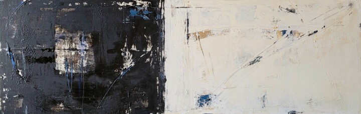 Face à face intérieur.... 绘画, 15.8x47.2 in