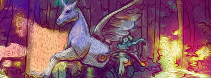 La demoiselle à la Licorne 绘画, 16.1x43.3 in