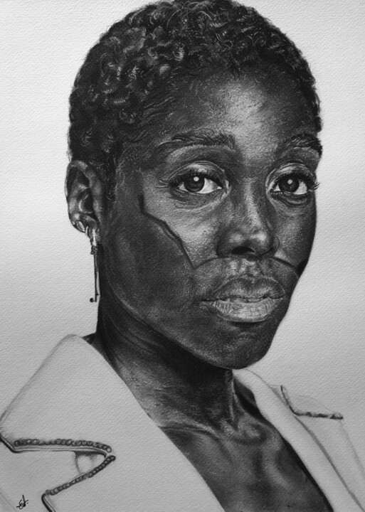 Lashana Lynch 绘画, 14.8x10.8 in