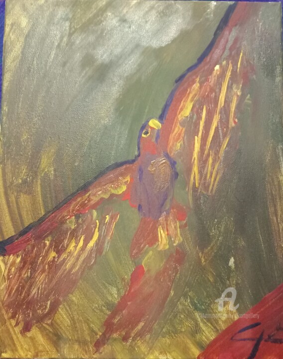 Painting - "EvilEagle" 绘画, 11.8x9.5 in
