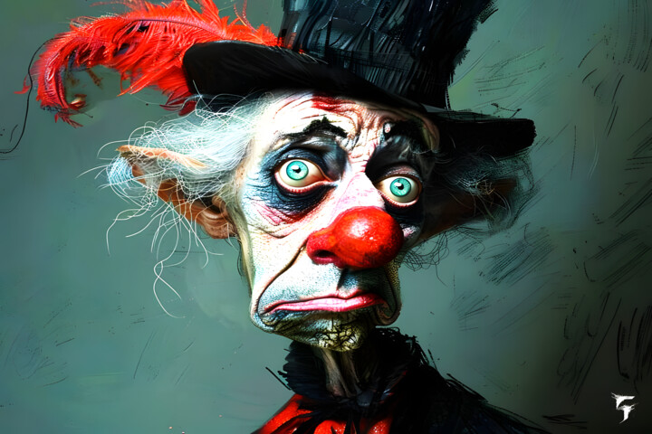 L'Énigme du Clown : Mystère et Mélancolie 数字艺术, 31.5x47.2 in