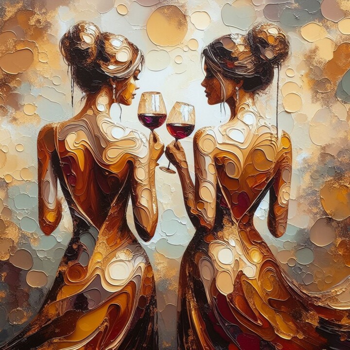 Digital Arts με τίτλο "Sips of Friendship" από Abstract Bliss, Αυθεντικά έργα τέχνης, Εικόνα που δημιουργήθηκε με AI