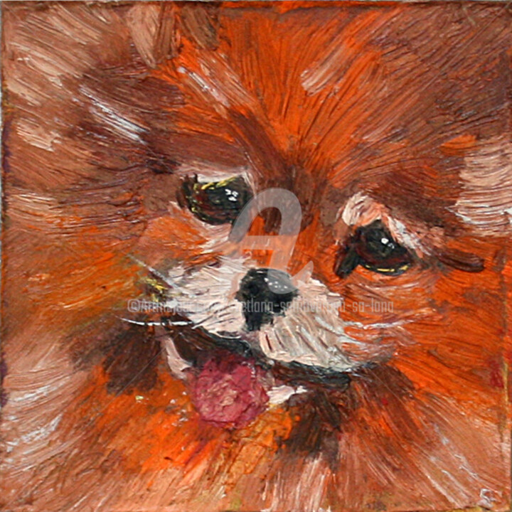 Malerei mit dem Titel "DOG 08.24" von Svetlana Samovarova (SA.LANA), Original-Kunstwerk, Öl