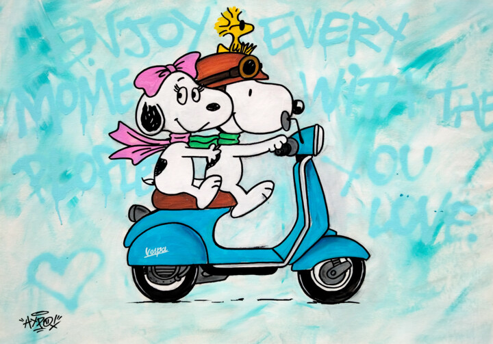 Snoopy & Belle - Together everything is more beautiful 绘画, 27.6x39.4 in