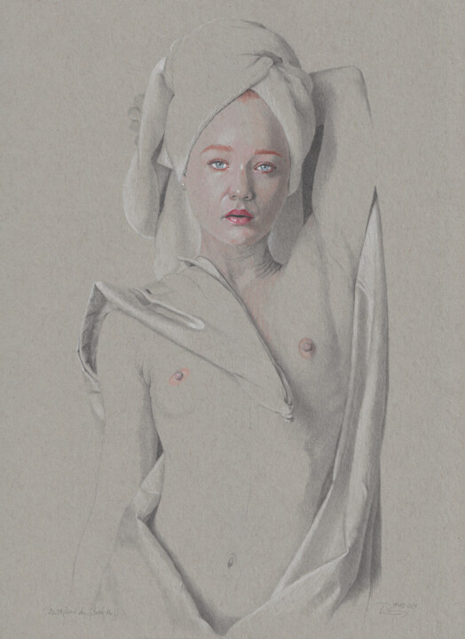 "Nach dem Bade (22:59)" 图画, 11.9x8.6 in