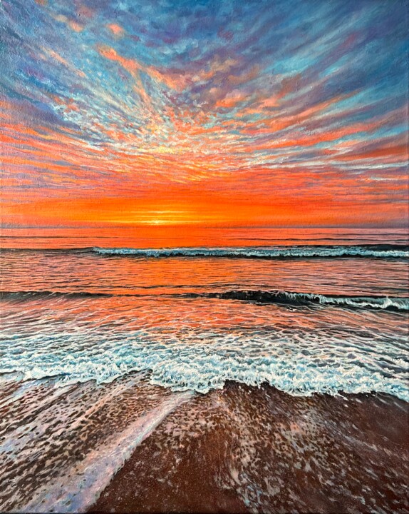 Schilderij getiteld "The Scarlet Embrace…" door Daria Dudochnykova, Origineel Kunstwerk, Olie