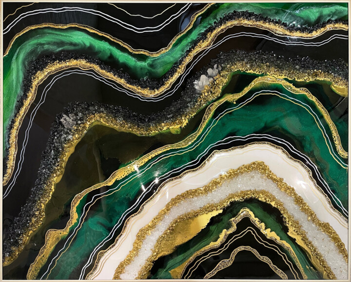 Картина срез камня эпоксидной смолой жеода resin art geode 绘画, 35.4x43.3 in