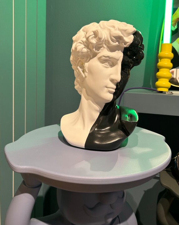 David calls Golia - il David con gli AirPods - black Heykel, 11,8x7,9 in
