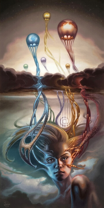 Afterlife (Vie après la mort) 绘画, 55.1x27.6 in