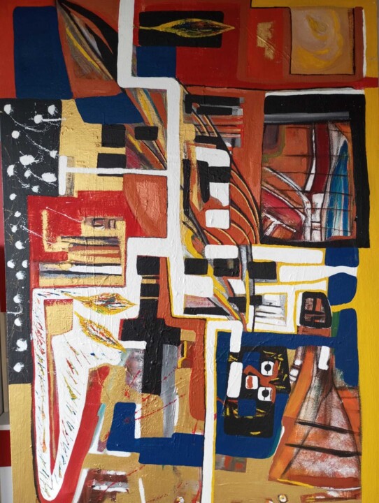 Painting titled "Poésie" by Blonval, Original Artwork, Acrylic Mounted on Wood Stretcher frame