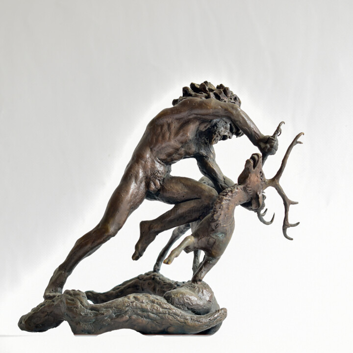 Hercules and the Ceryneian Hind 雕塑, 8.7x6.7 in