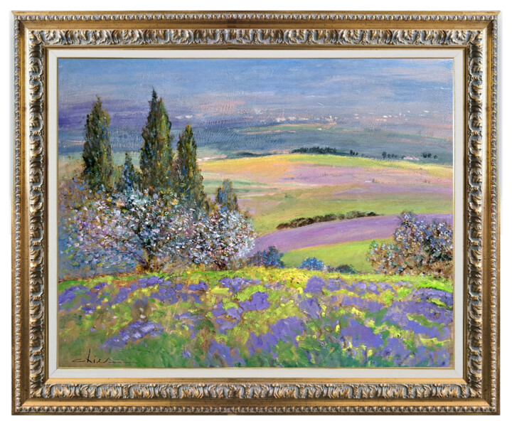 Pintura intitulada "Spring colors lands…" por Biagio Chiesi, Obras de arte originais, Óleo Montado em Painel de madeira
