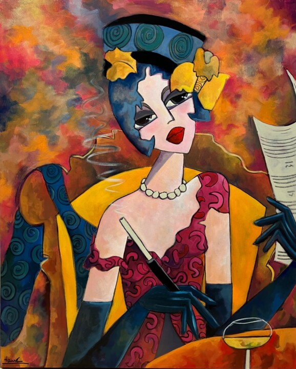 Painting titled "Couleur safran" by Fauve, Original Artwork, Acrylic Mounted on Wood Stretcher frame