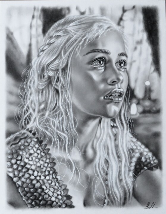 "The Queen of Dragons" 绘画, 14x11.8 in