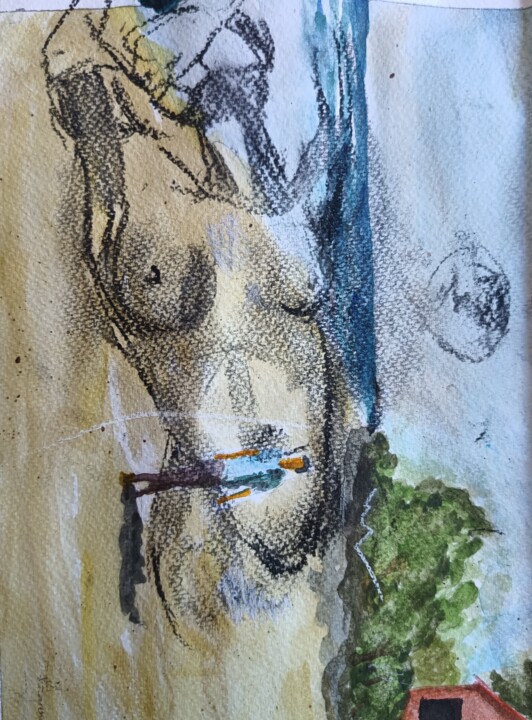 Study of female body 绘画, 9.5x7.1 in