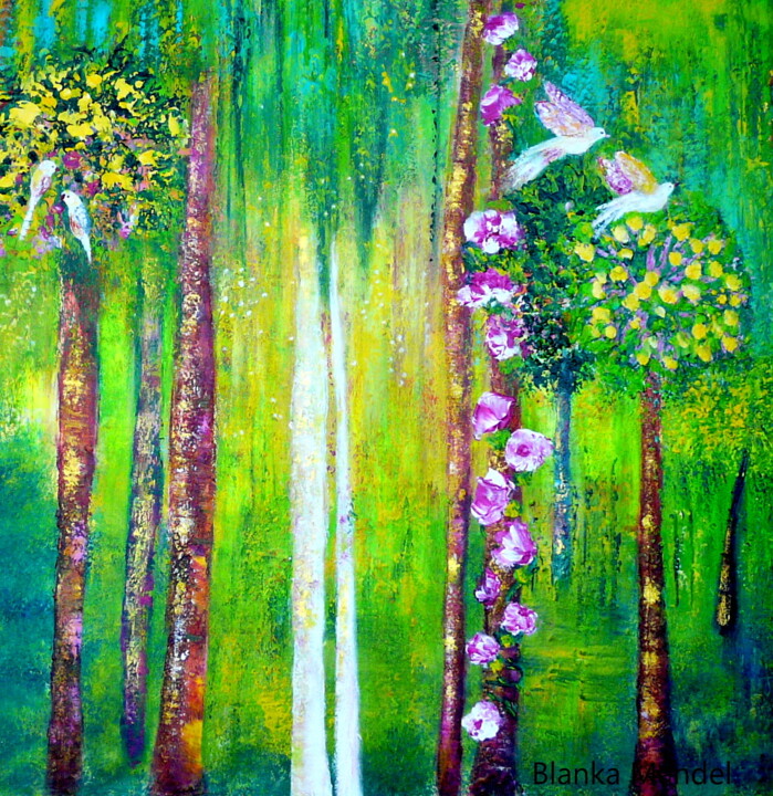 Golden Trees 绘画, 19.7x19.7 in