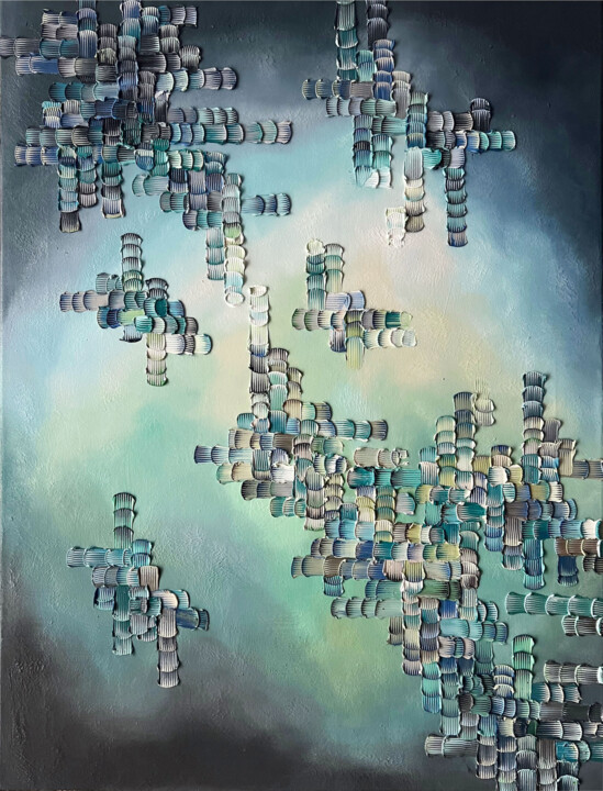Painting titled "Quama2402" by Julia Ptl, Original Artwork, Oil Mounted on Wood Stretcher frame