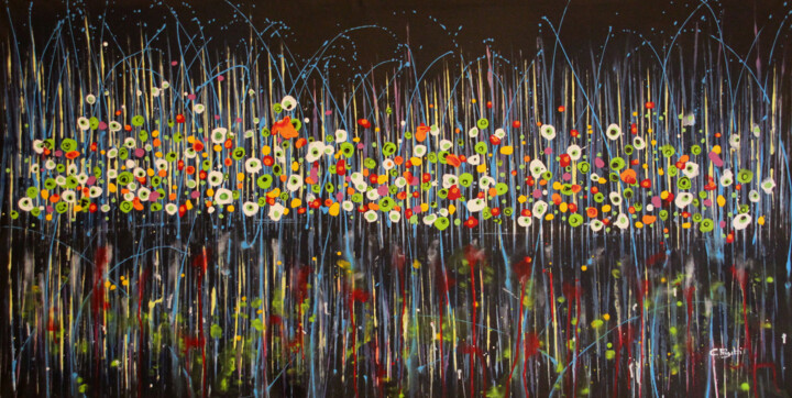 Technicolor Dream #31 - Extra Large floral painting Pittura, 34,7x63,8 in