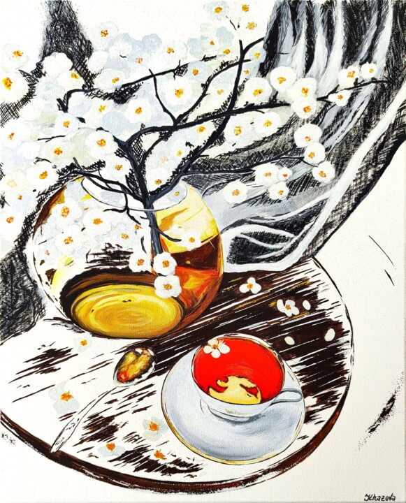 Peinture intitulée "Still life. Metamor…" par Yuliia Khazova, Œuvre d'art originale, Acrylique Monté sur Châssis en bois