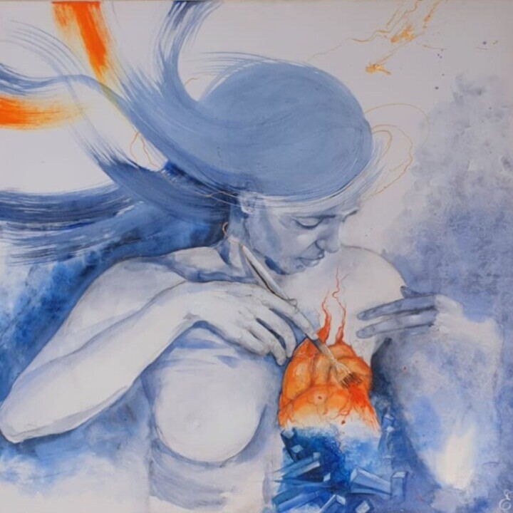 "Finding Yourself" 绘画, 27.6x27.6 in