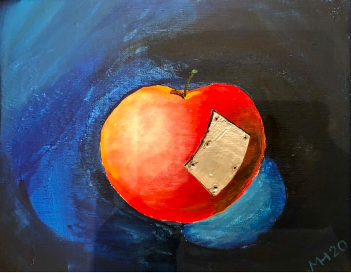 Apfel mit Implantat 绘画, 9.1x11.8 in