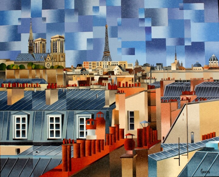 VUE SUR NOTRE DAME DE PARIS 绘画, 31.9x39.4 in