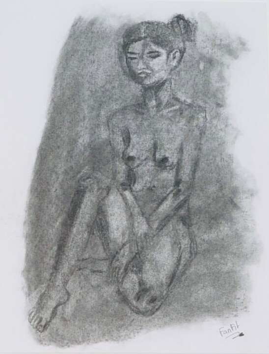 Drawing titled "La Différence" by Fanny Fitten, Original Artwork, Charcoal