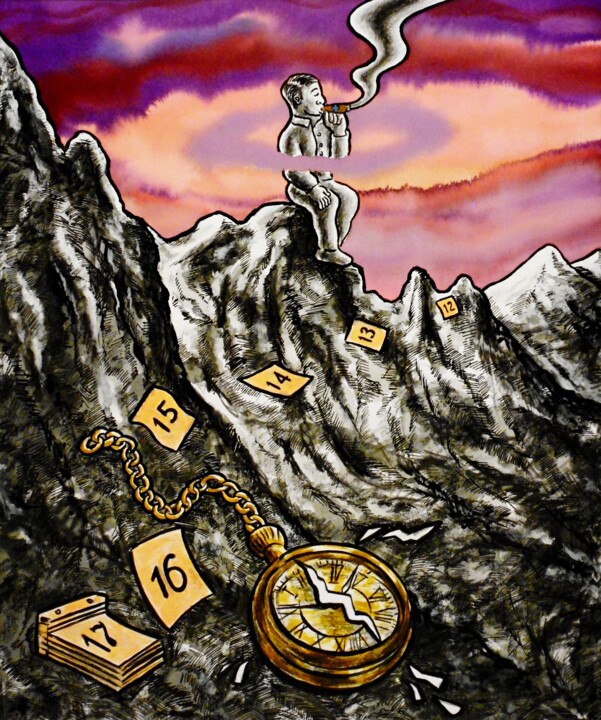 Peinture intitulée "The Hermetic Magic…" par Noël Van Hoof, Œuvre d'art originale, Aquarelle
