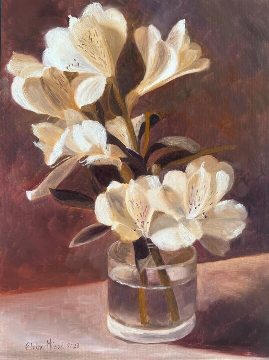 Peinture intitulée "Alstroemerias" par Elaine Mifsud, Œuvre d'art originale, Huile