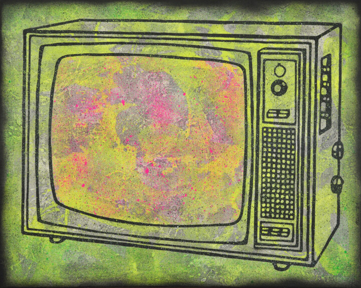 Painting titled "Analog noise" by Gian Luigi Delpin, Original Artwork, Acrylic Mounted on Wood Stretcher frame