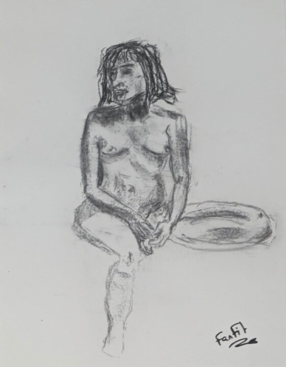 Drawing titled "Mooglie" by Fanny Fitten, Original Artwork, Charcoal