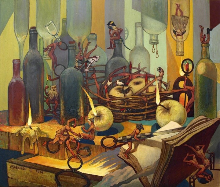 Still life with bottles 绘画, 19.7x23.6 in