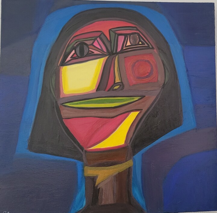 The mysterious woman - Cubism 绘画, 23.6x23.6 in