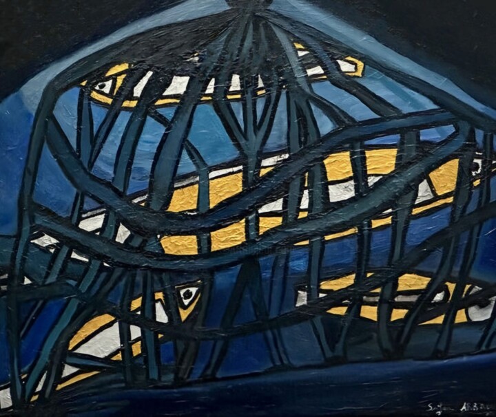 The four fishes 绘画, 20.9x23.6 in