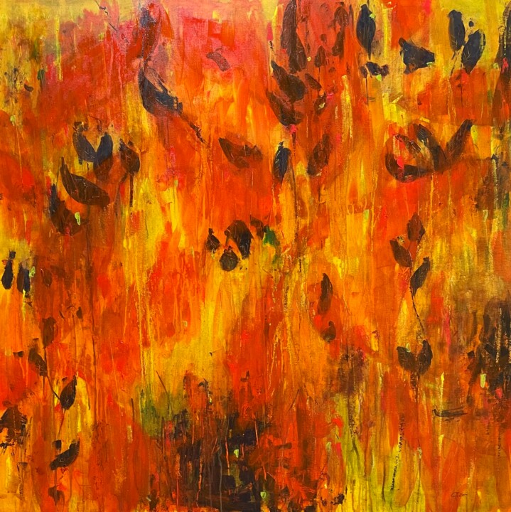 La nature des feuilles est remplie de silence 绘画, 47.2x47.2 in