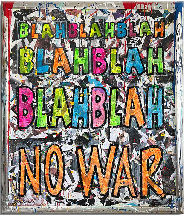 Blah No War 绘画, 50.5x42.5 in