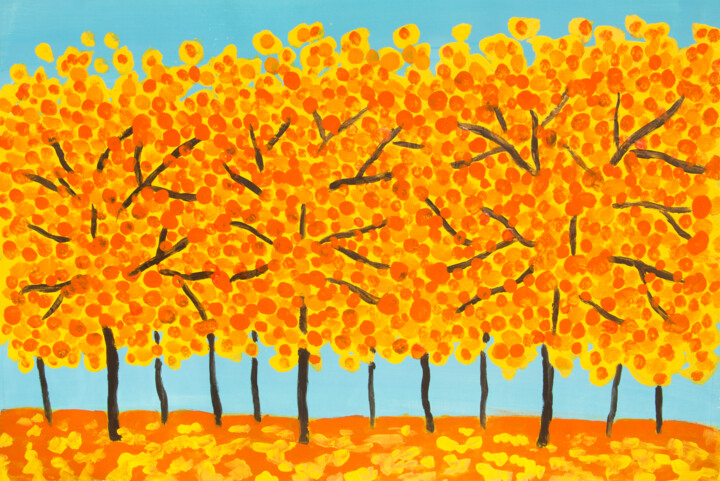 Orange-yellow trees 2 Pintura, 19,7x27,6 in