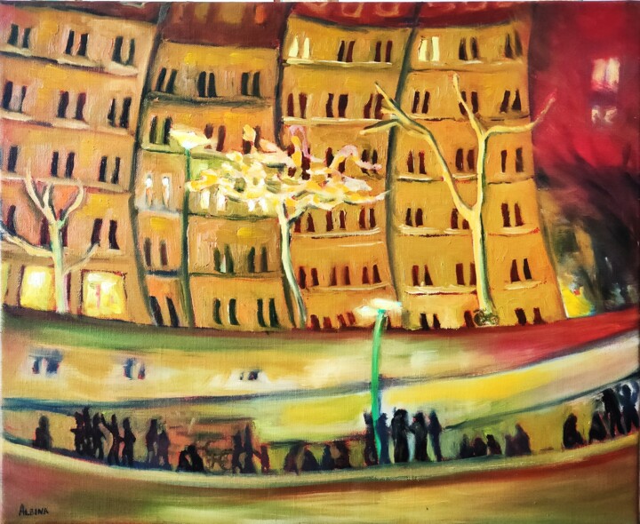 Excursion en Bateau Mouche 绘画, 15x18.1 in