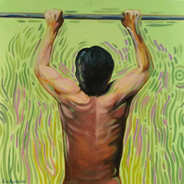 Painting titled "UP I" by Rita Pranca, Original Artwork, Acrylic Mounted on Wood Stretcher frame