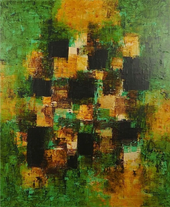 Schilderij getiteld "Deep Contemplation" door Kalpana Soanes, Origineel Kunstwerk, Acryl Gemonteerd op Frame voor houten bra…