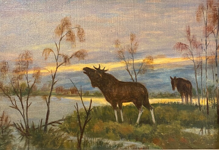 Les rennes 绘画, 13.4x19.7 in