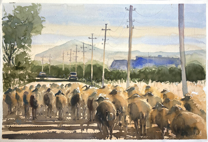Pintura intitulada "The Slow Way" por Sasha Snegir, Obras de arte originais, Aquarela