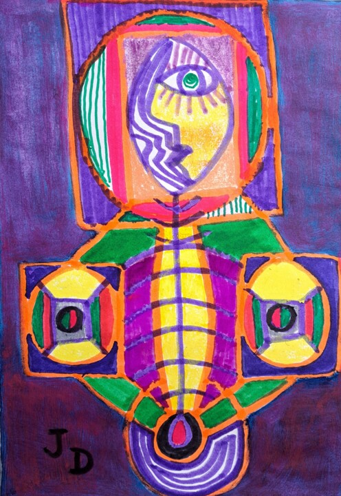 Géométrite Chronique ( Le Cercle dans le Carré ) 绘画, 11.4x8.3 in